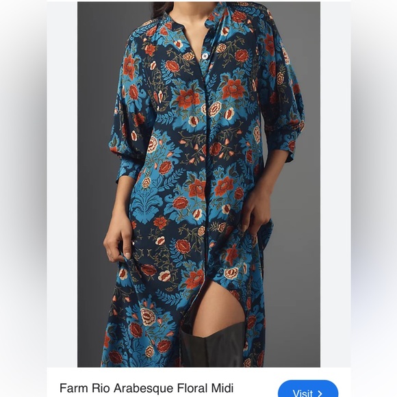 Farm Rio Blue Arabesque Midi Dress - Picture 5 of 8